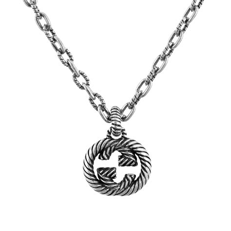 gucci interlocking g sterling silver pendant necklace